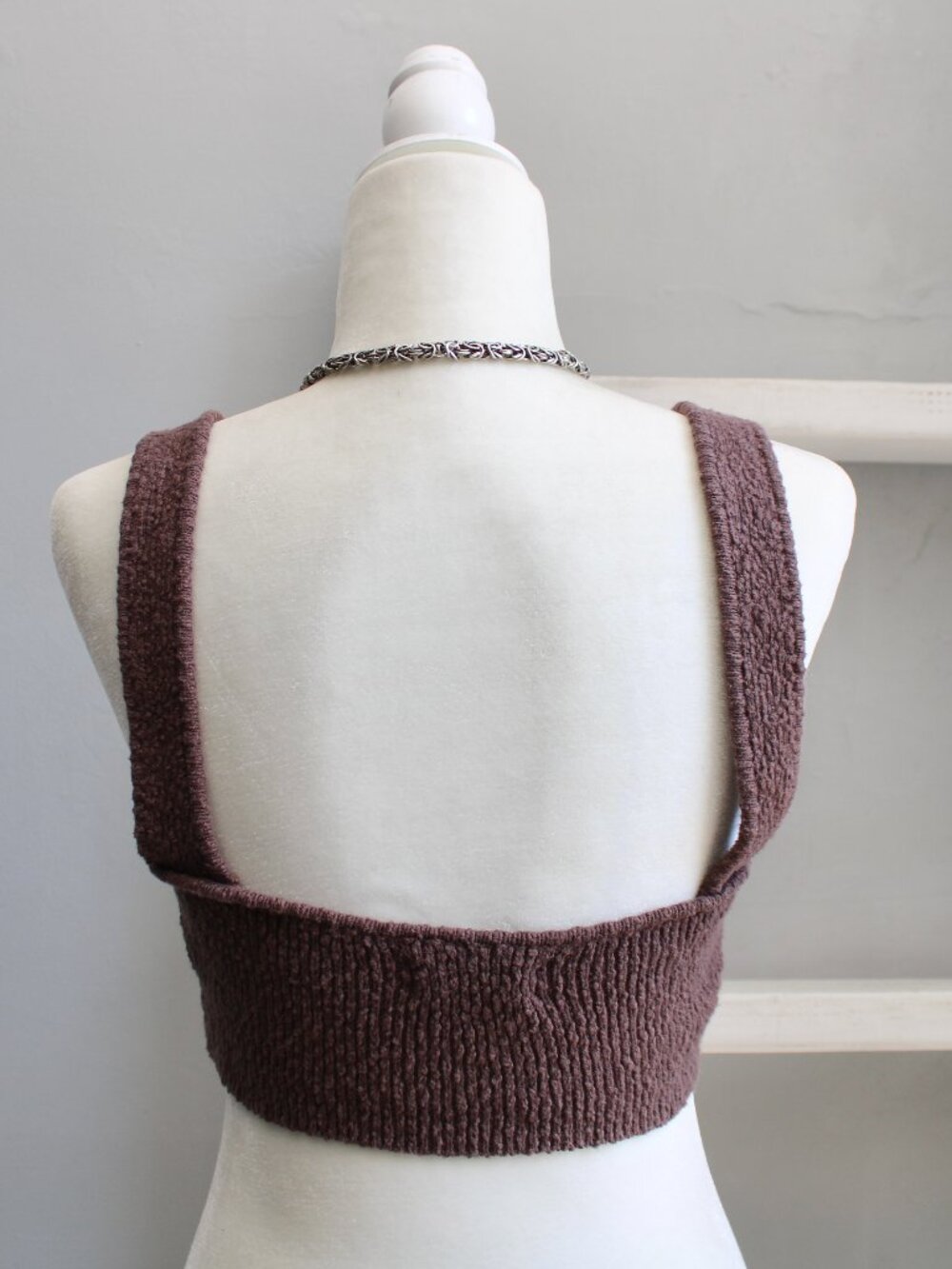 Urban Outfitters Textured Crochet Brown Cropped Tank Top Size Large - Picture 2 of 7
